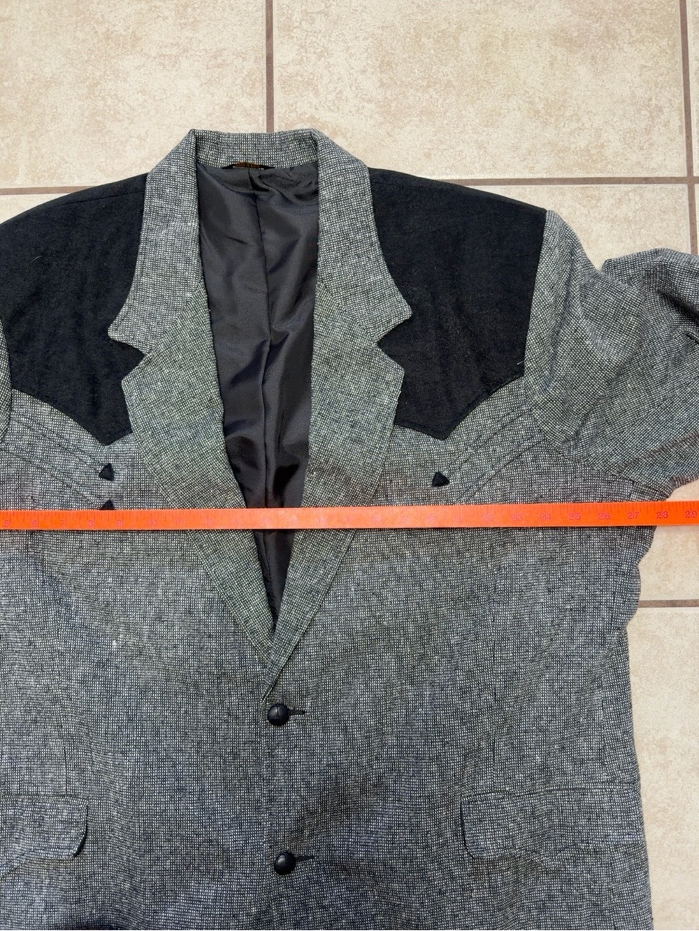 Vintage Pioneer Wear Western Sport Coat Blazer 54L USA Gray Black Cowboy Rodeo - Picture 5 of 11